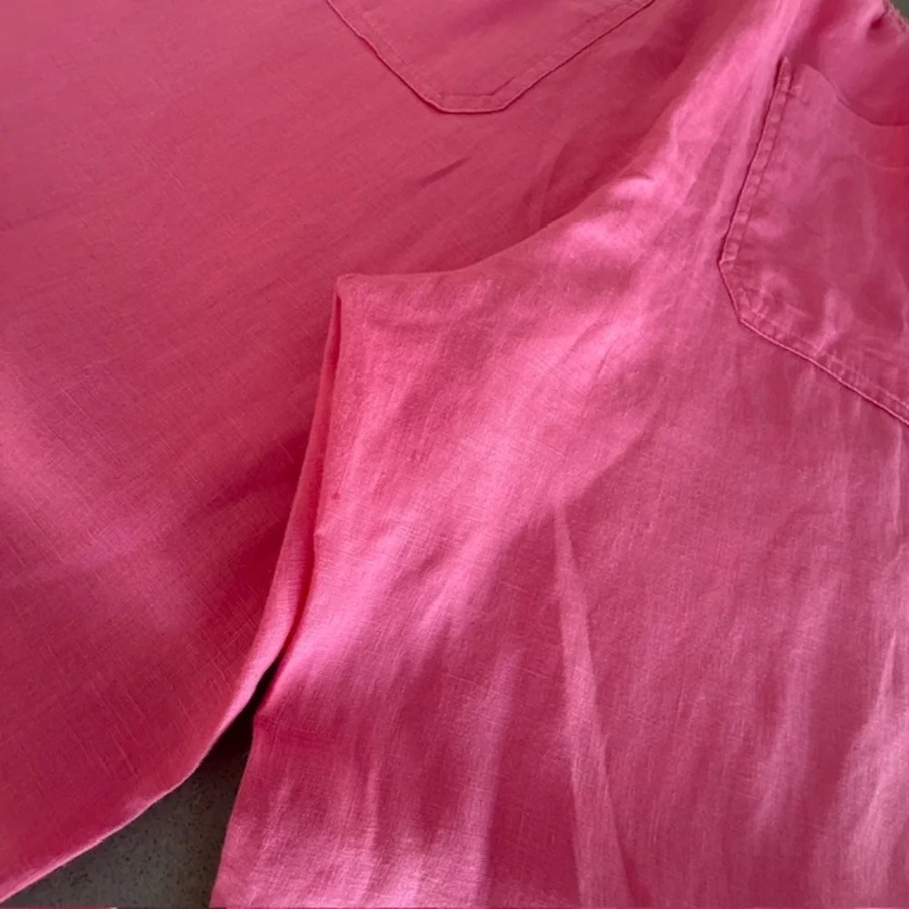 Women's Large L Pink 100% Linen Pull-on Ankle Wide Leg Pants Worn 2x ($120 new)